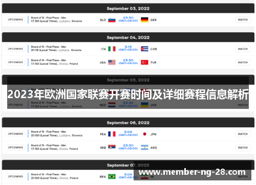 2023年欧洲国家联赛开赛时间及详细赛程信息解析